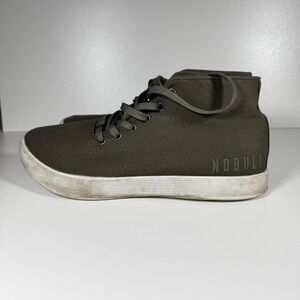 Nobull‎ Canvas Superfabric Mid Trainers Olive Sneakers Men 8.5 Women 10 Athletic